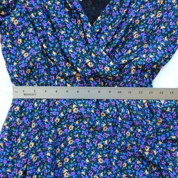 NWT ZARA Wrap Dress Floral Shoulder Pad Bohemian Flowy Long Sleeves Zipper M - Picture 12 of 13